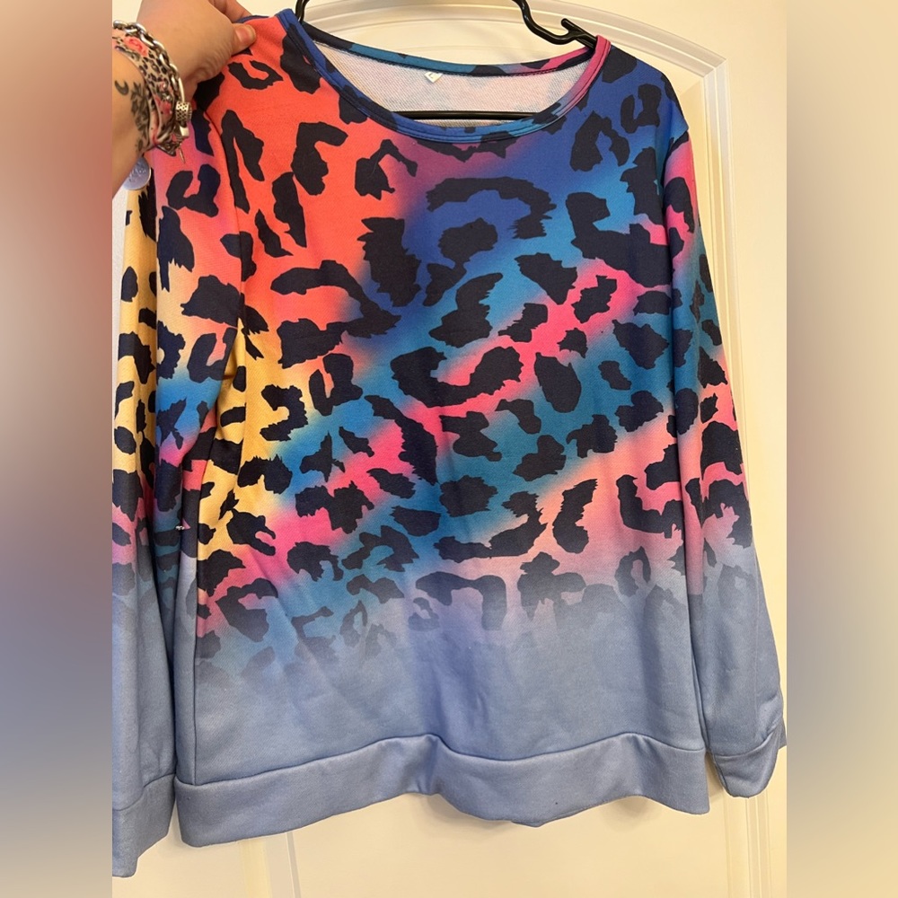 Rainbow cheetah sweater